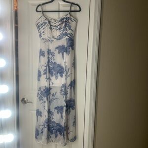 Guess Blue and White Floral Maxi Dress